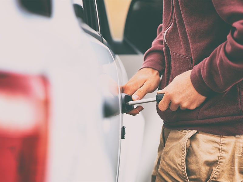 Theft crime on a vehicle.